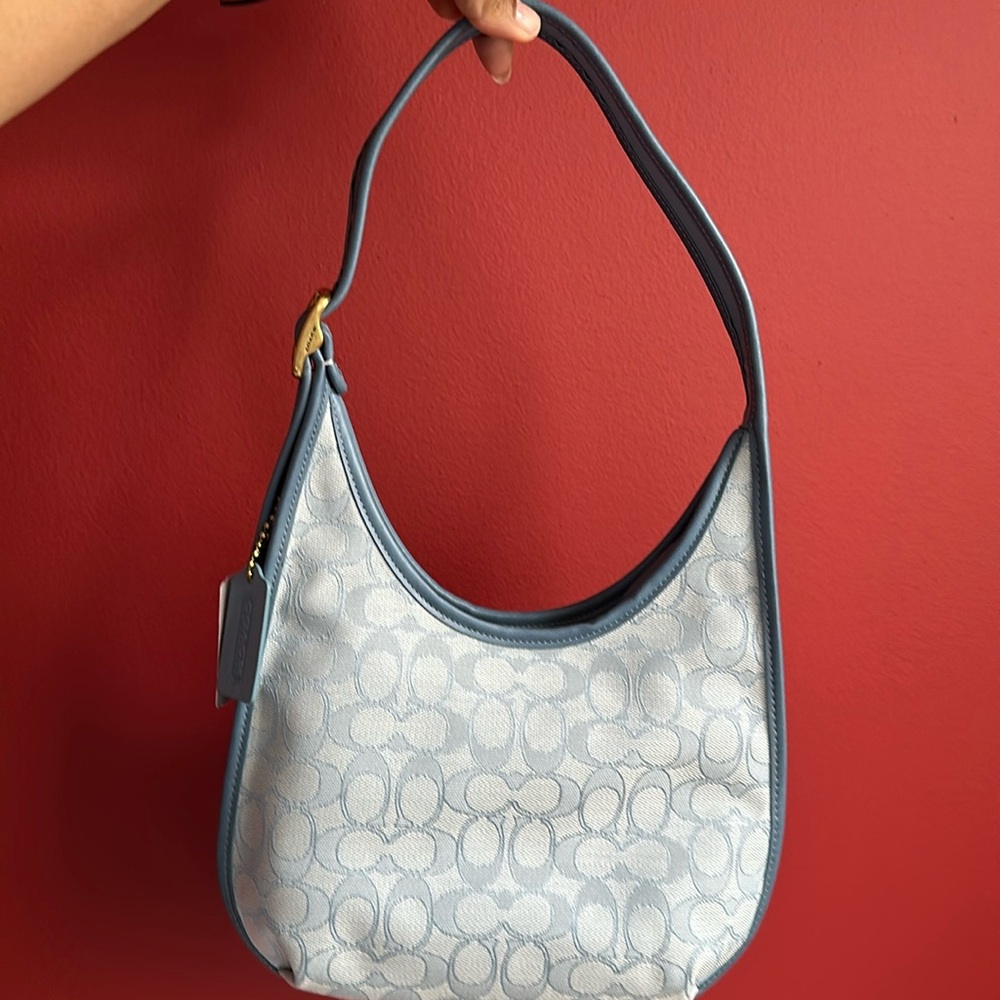 NWT Coach purse Ergo Shoulder Bag In Signature Jacquard / Marble Blue Azure